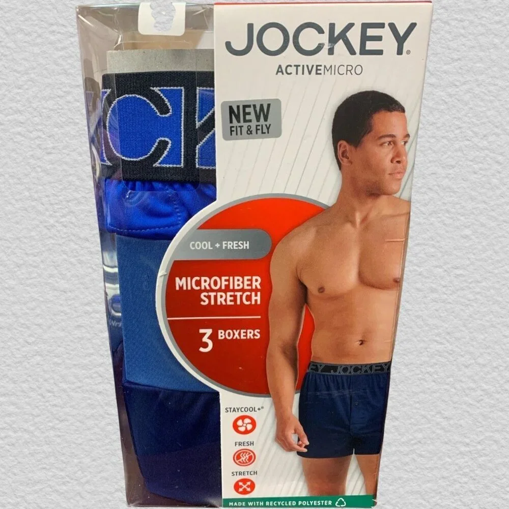 Jockey ActiveMicro Microfiber Stretch 3-Pack Boxer Briefs Size Large NEW